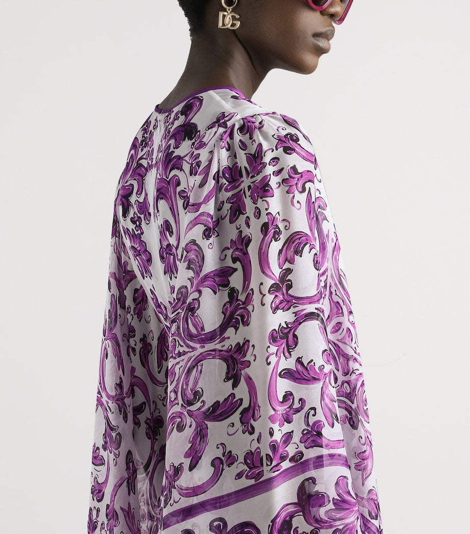 Dolce & Gabbana Multi Silk Majolica Print Kaftan Dress
