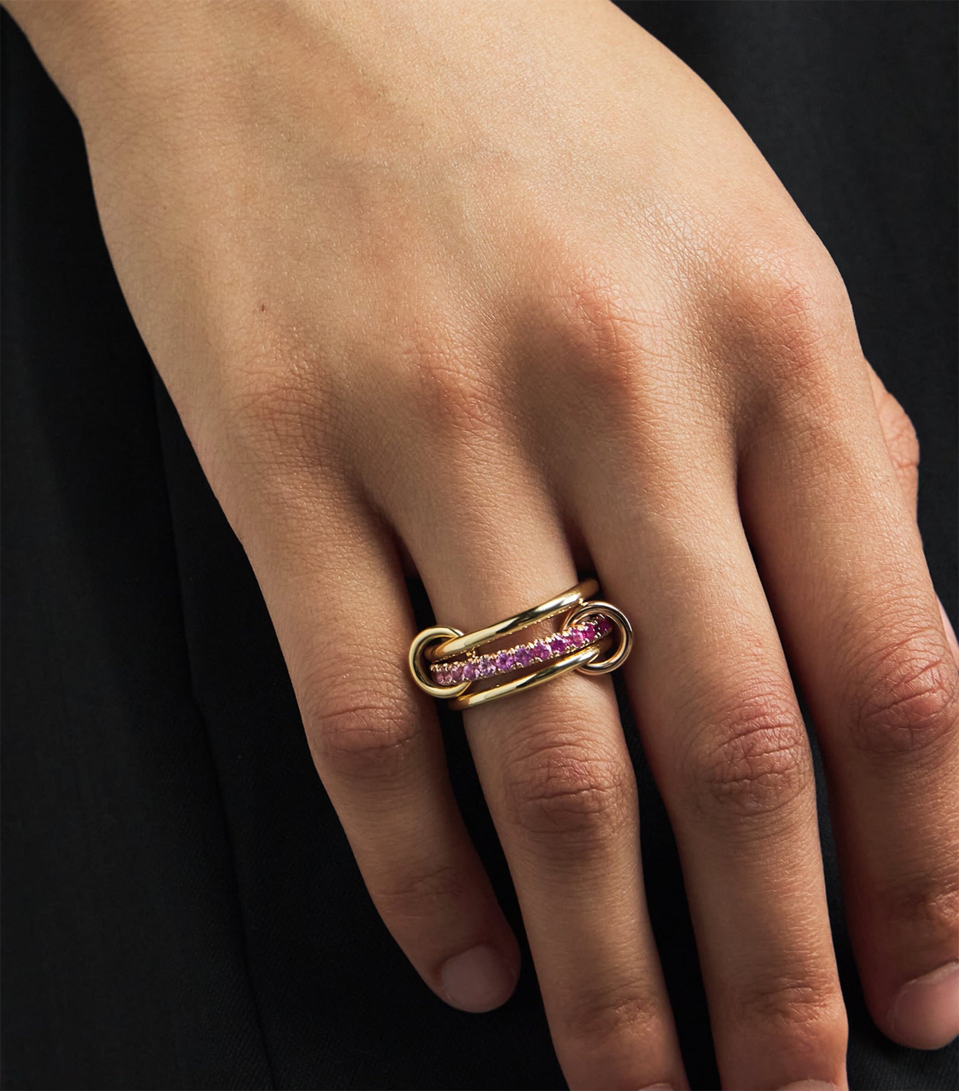 Mixed Gold and Sapphire Petunia Ring