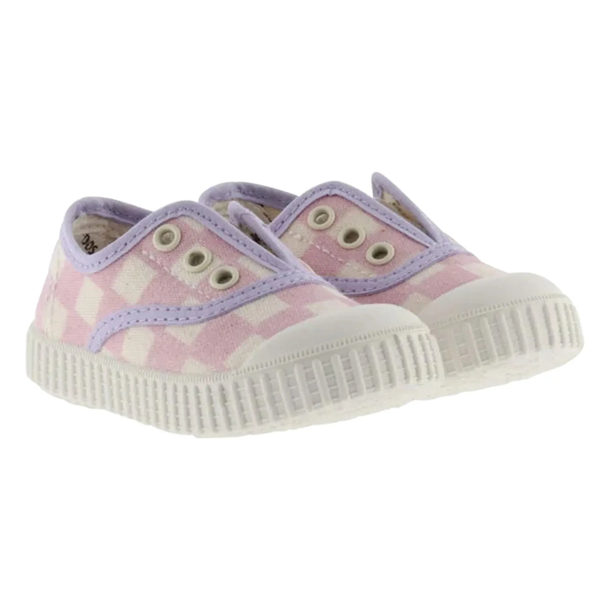 Victoria - Lona Quadrille Scratch Sneakers | Pink