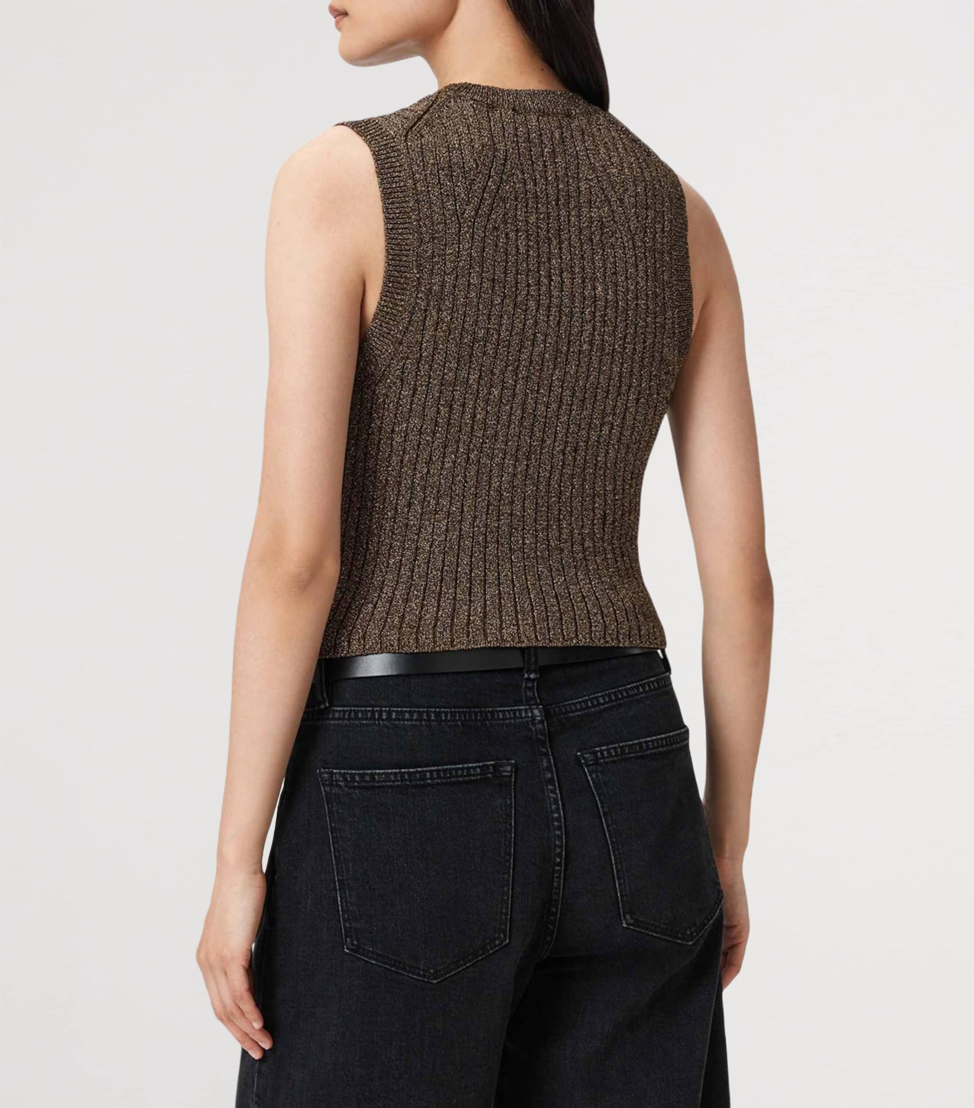 Metallic-Trim Cruz Sweater Vest BRONZE BROWN