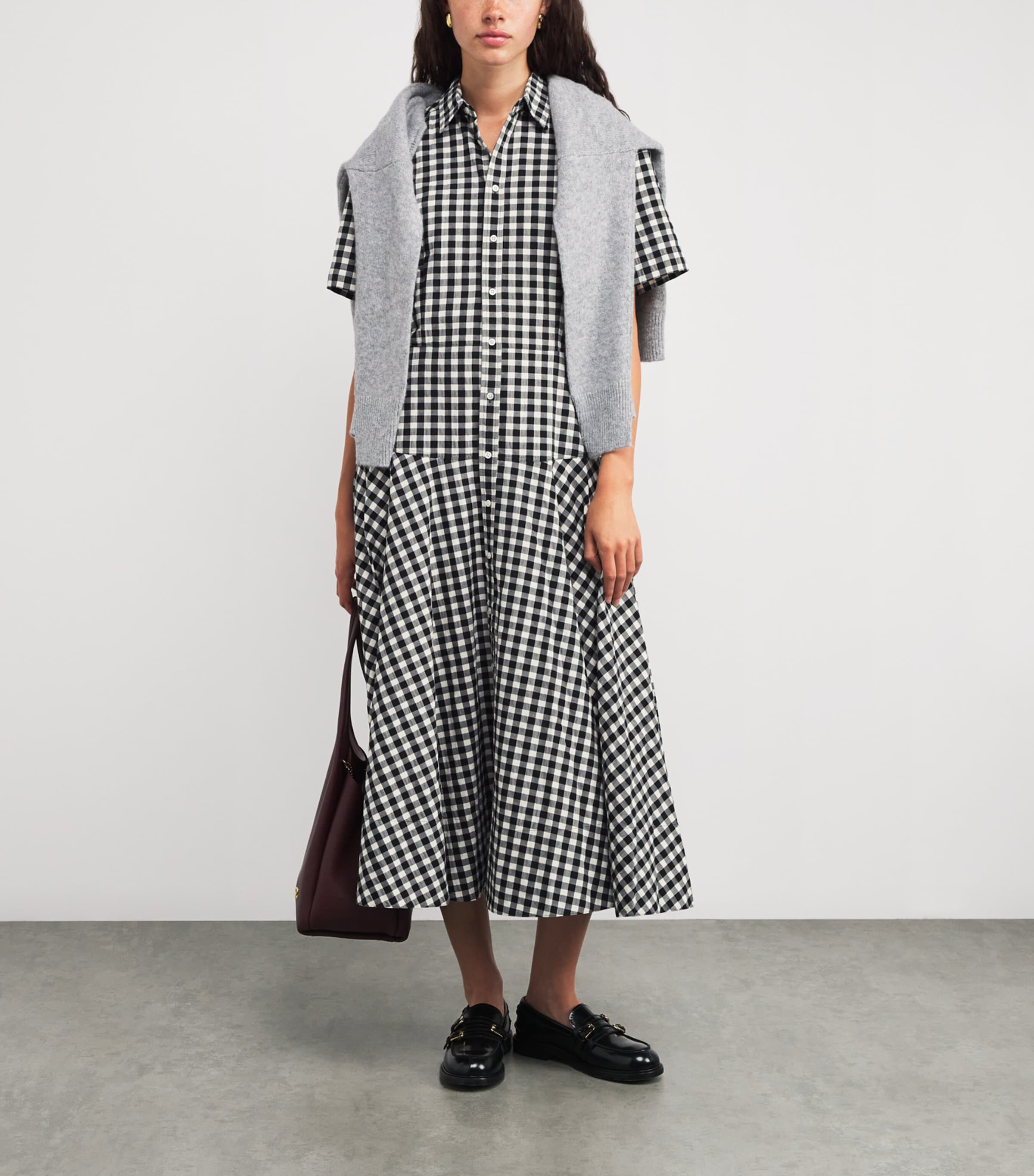 Polo Ralph Lauren Multi Cotton Check Midi Shirt Dress