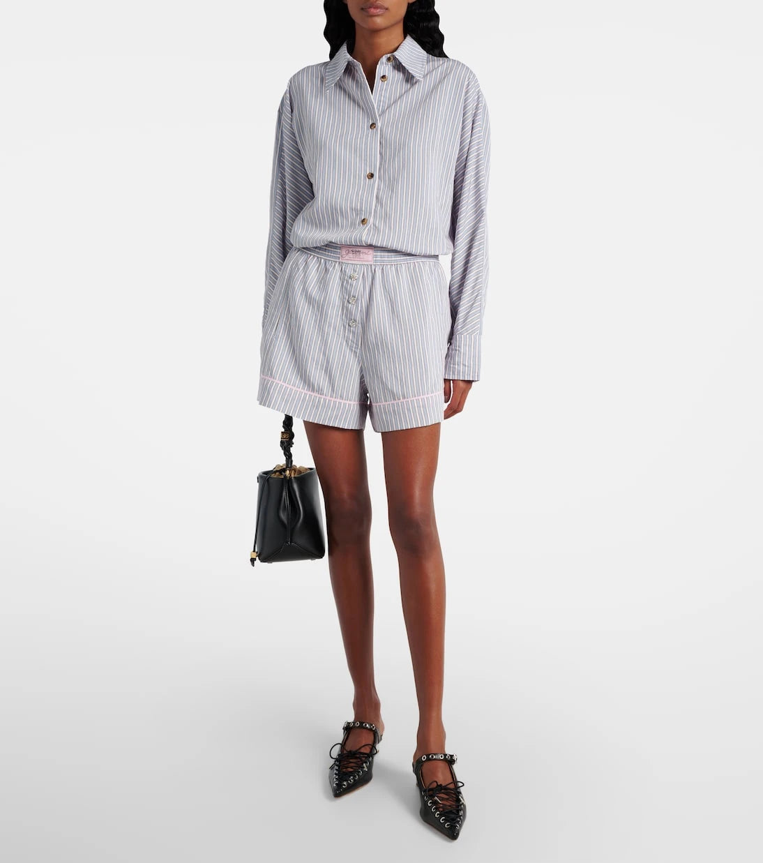 Ganni - Striped Bermuda shorts