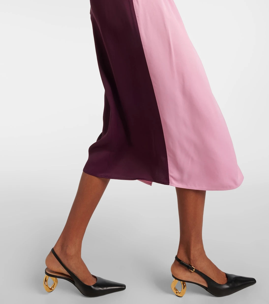JW Anderson - Colorblocked draped midi skirt
