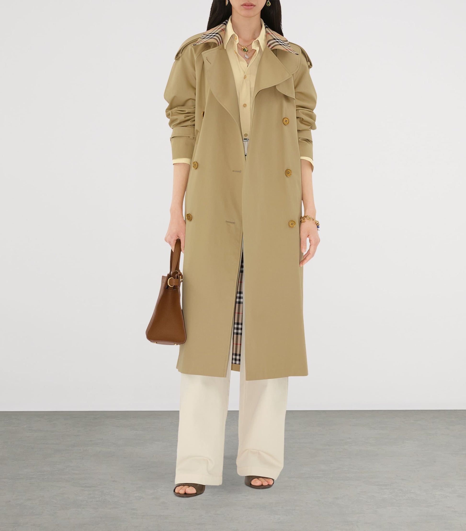 Burberry Beige Long Castleford Trench Coat