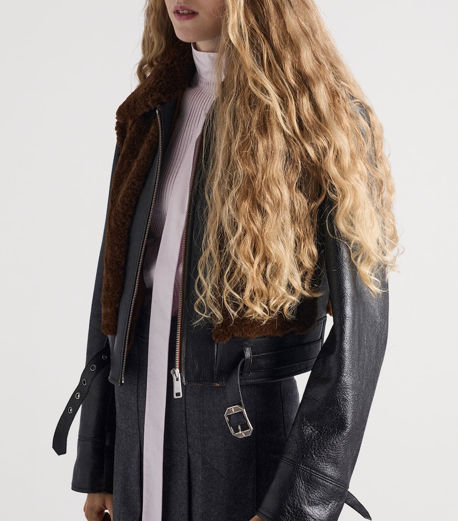 Prada Black Leather-Shearling Jacket