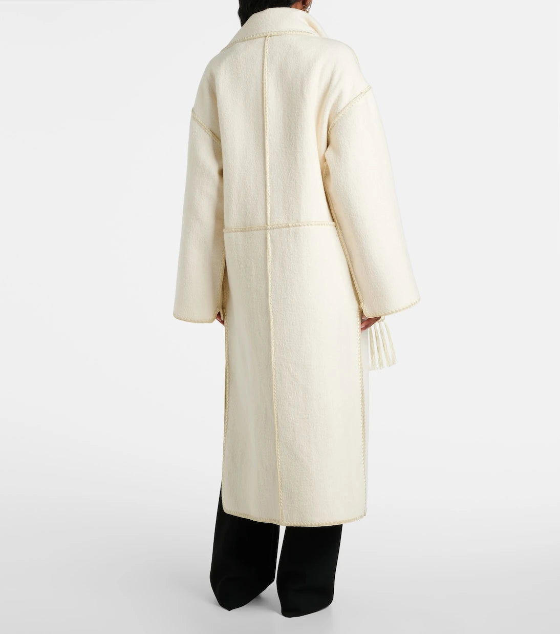 Toteme - Fringed embroidered wool scarf coat