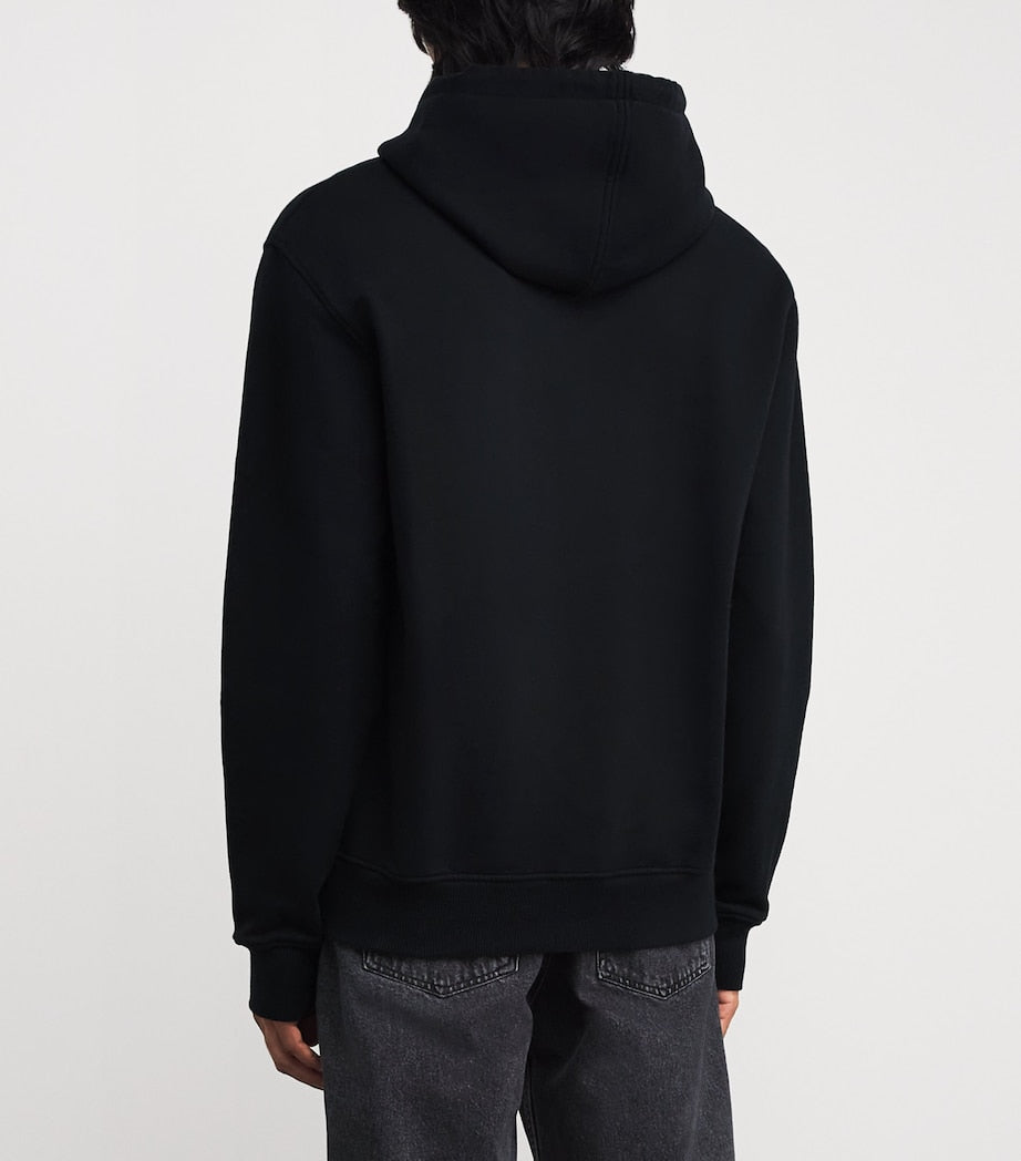 Black Cotton Embroidered Ami De Coeur Logo Hoodie