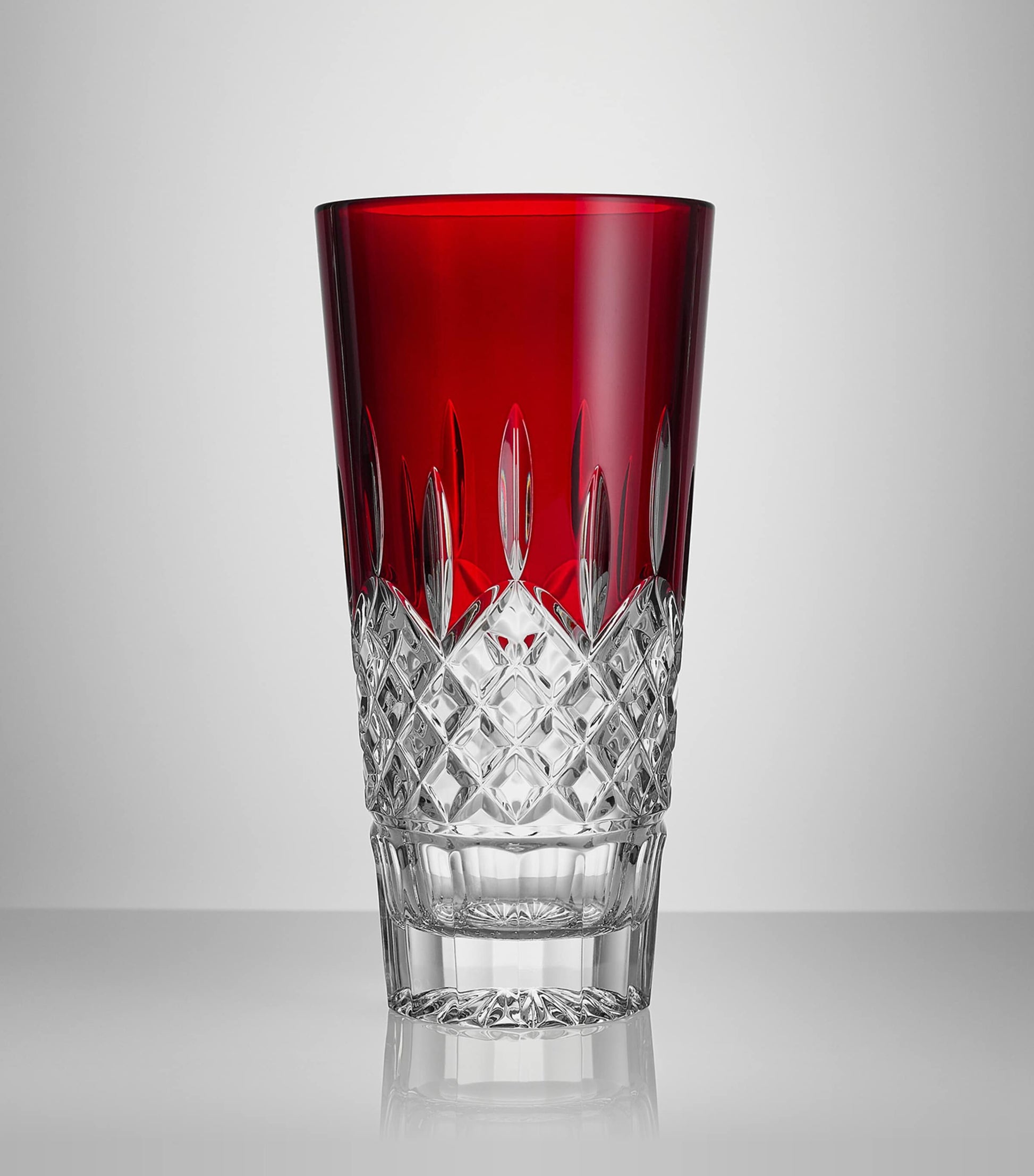 Crystal Lismore Red Vase (25cm)