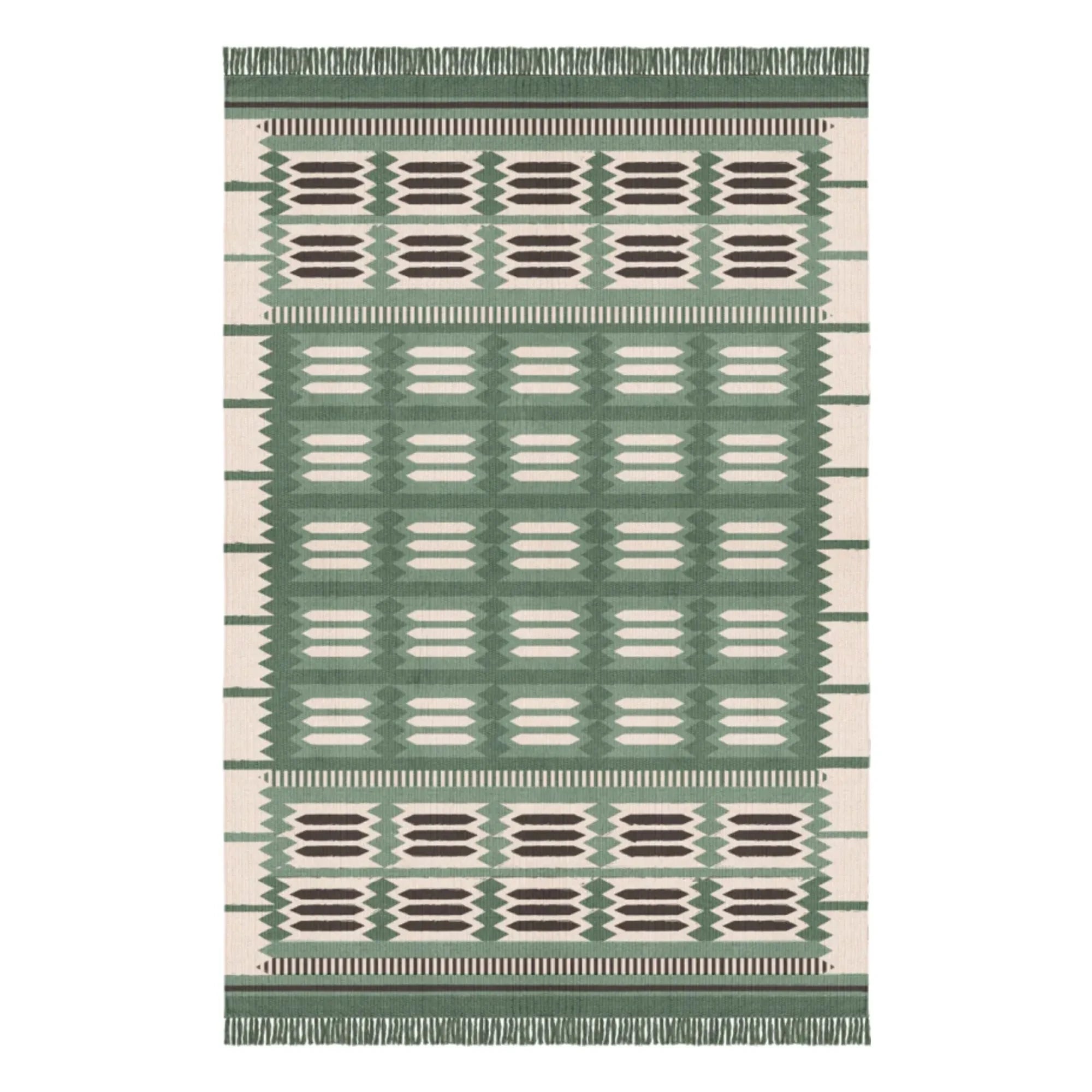 Layered - Röllakan Hilma wool rug | Green