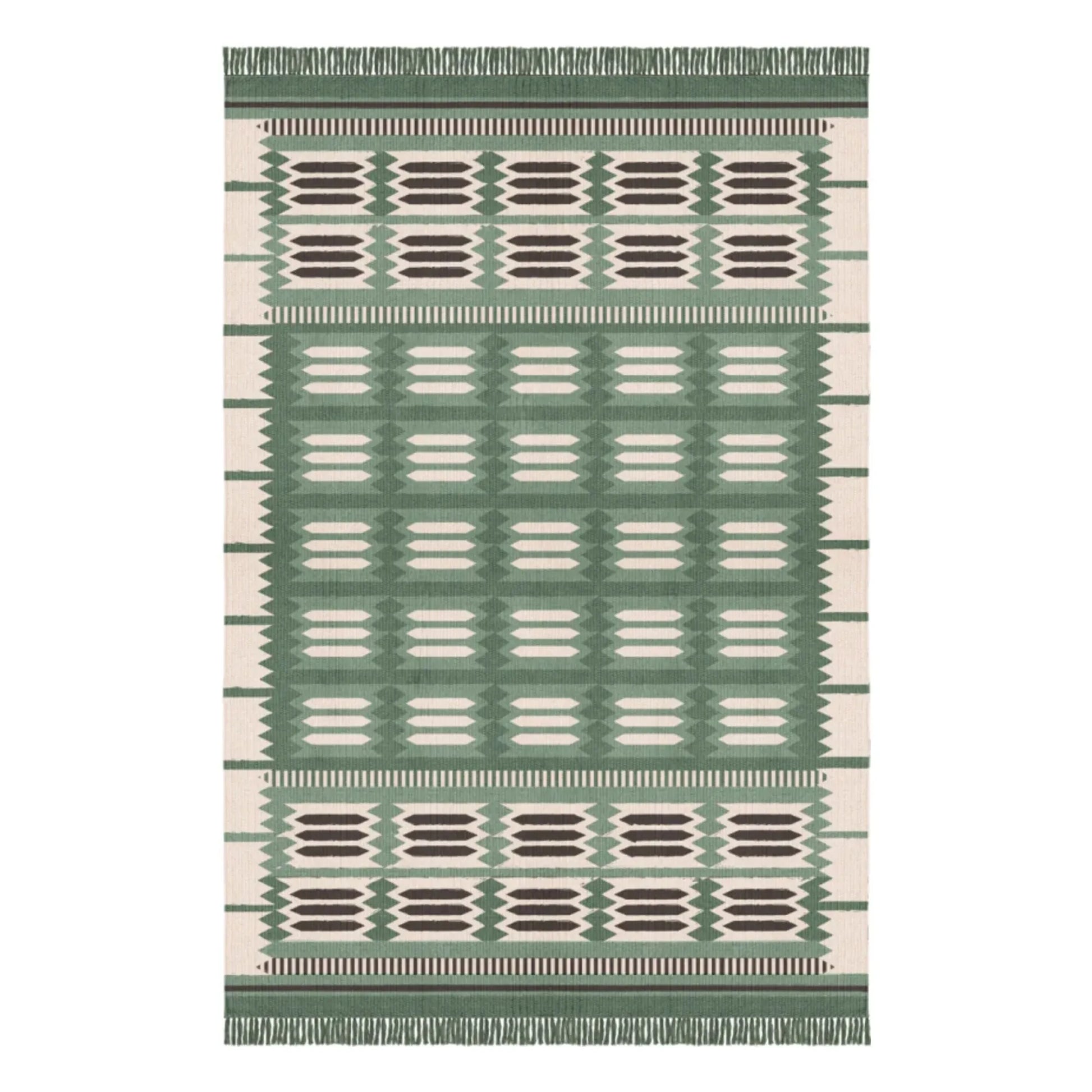 Layered - Röllakan Hilma wool rug | Green