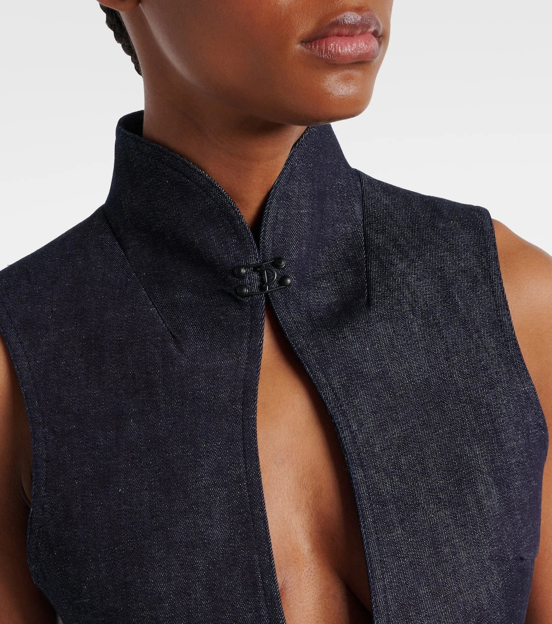 Mugler - Cutout denim bodysuit