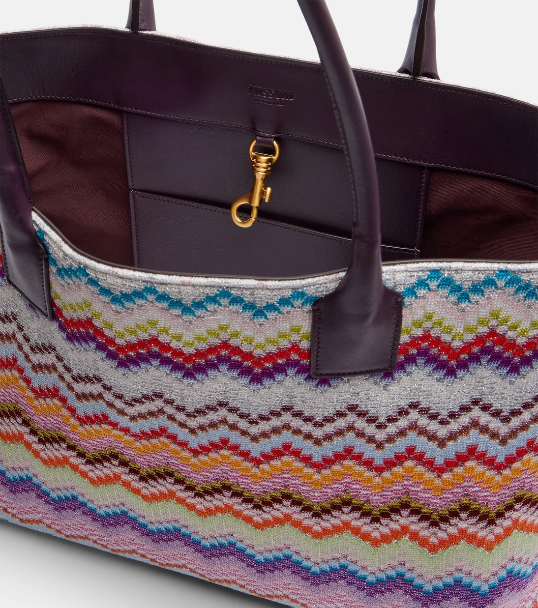 Missoni - Zigzag leather-trimmed lamé tote bag