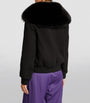 Yves Salomon Black Fur-Collar Bomber Jacket