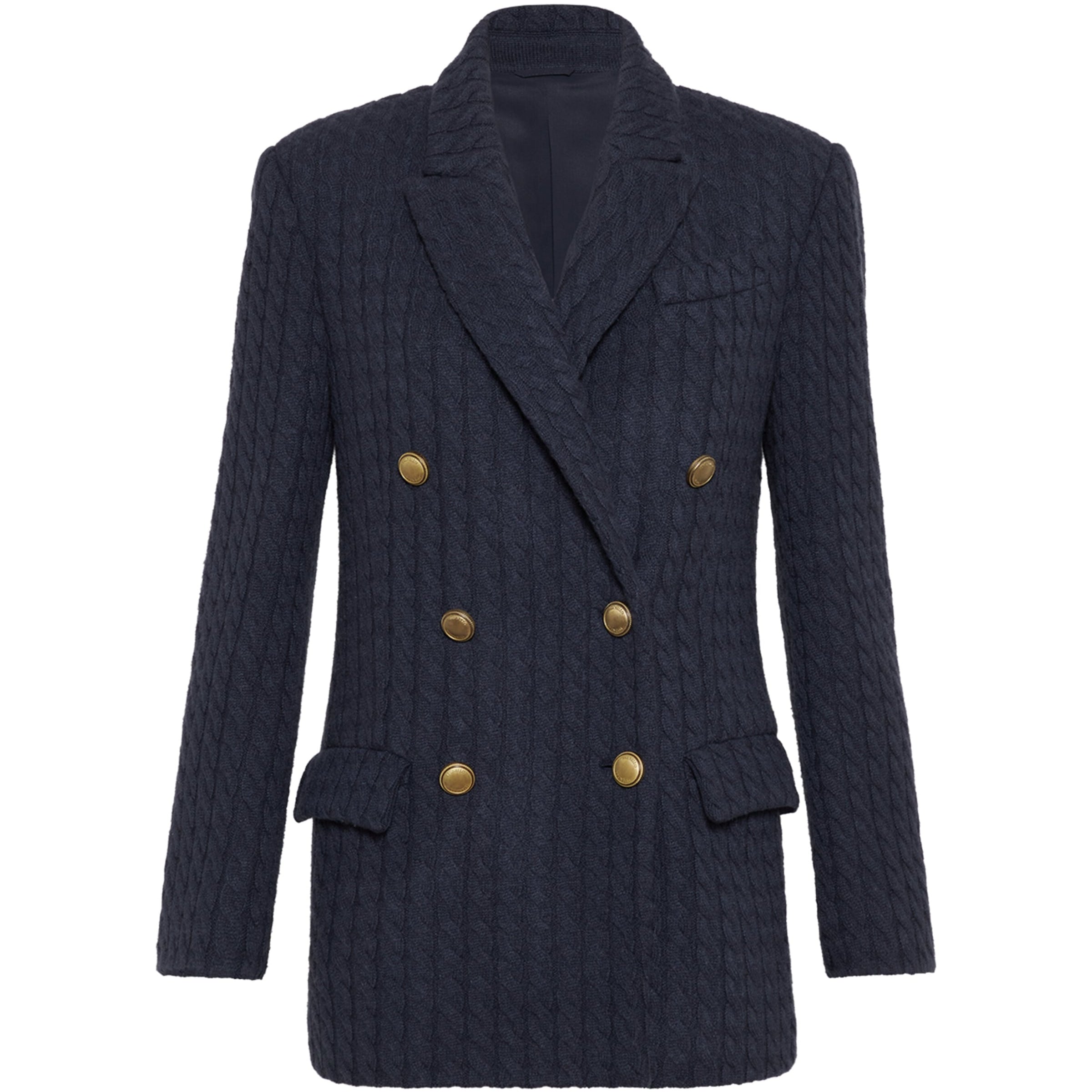 Brunello Cucinelli Blue Cashmere Cable Knit Blazer