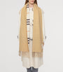 Burberry White Cashmere Wide Reversible EKD Scarf