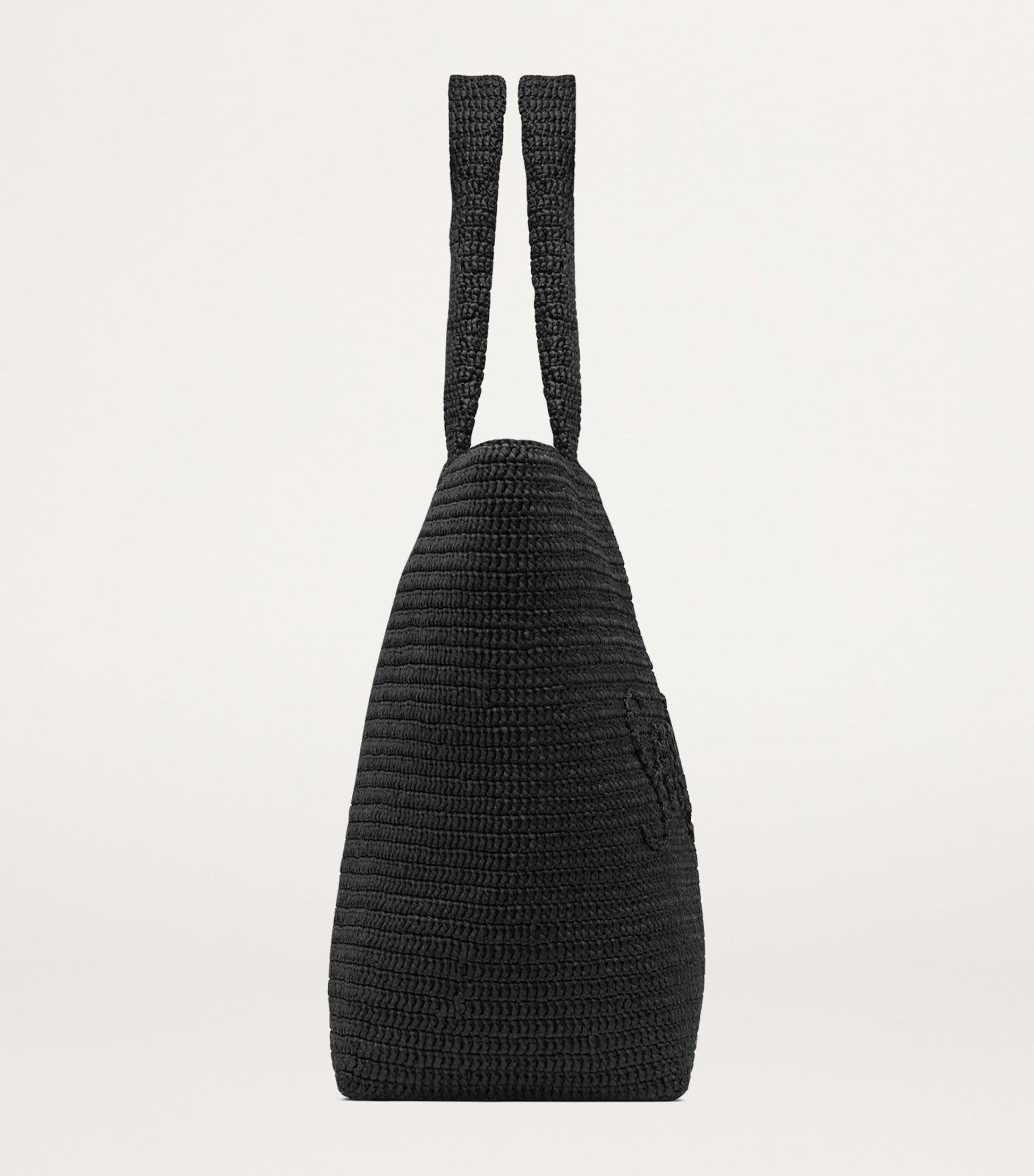 Saint Laurent Black Raffia Logo Tote Bag