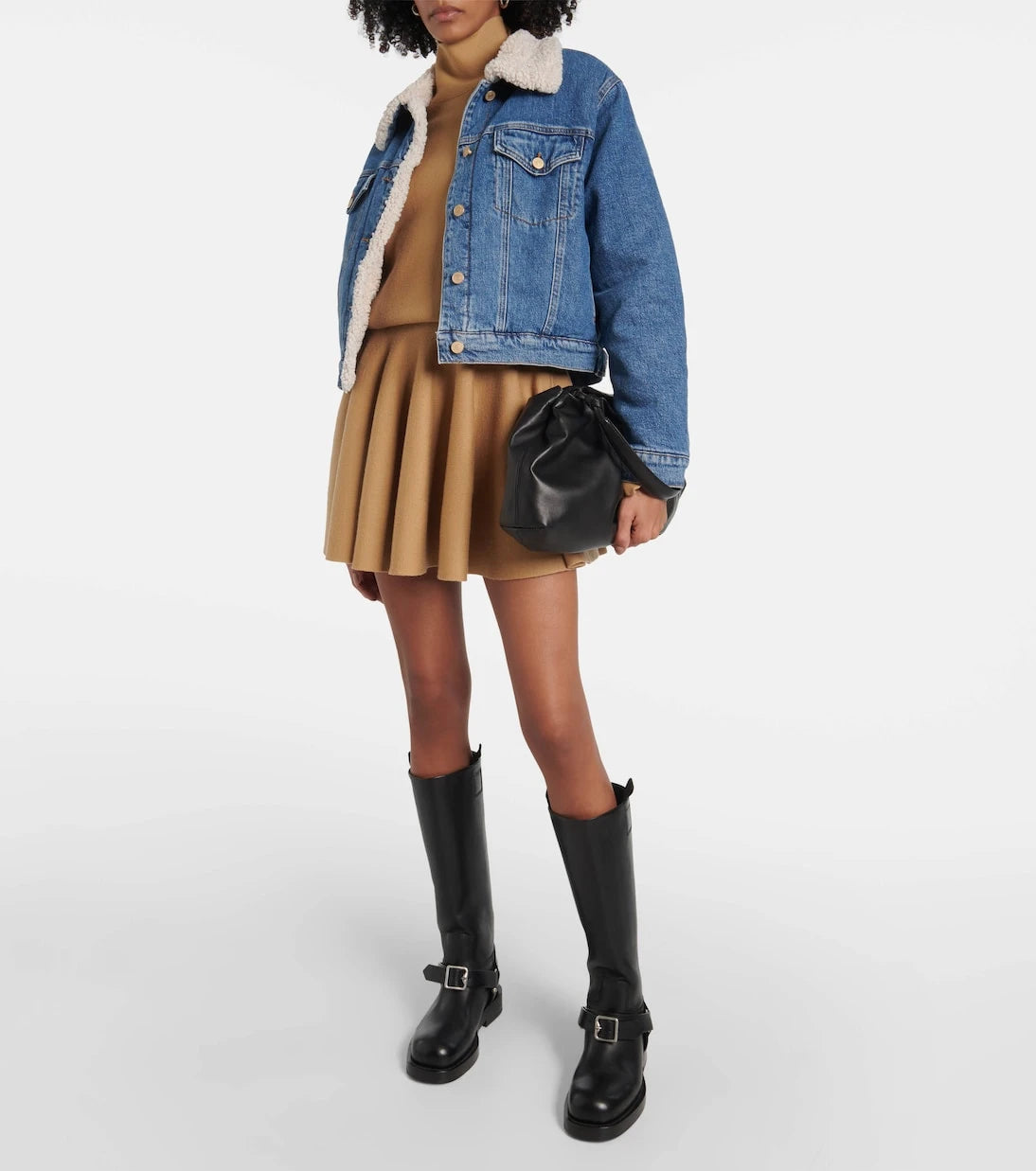 7 For All Mankind - جاكيت دنيم تيدي بقصة ضيقة