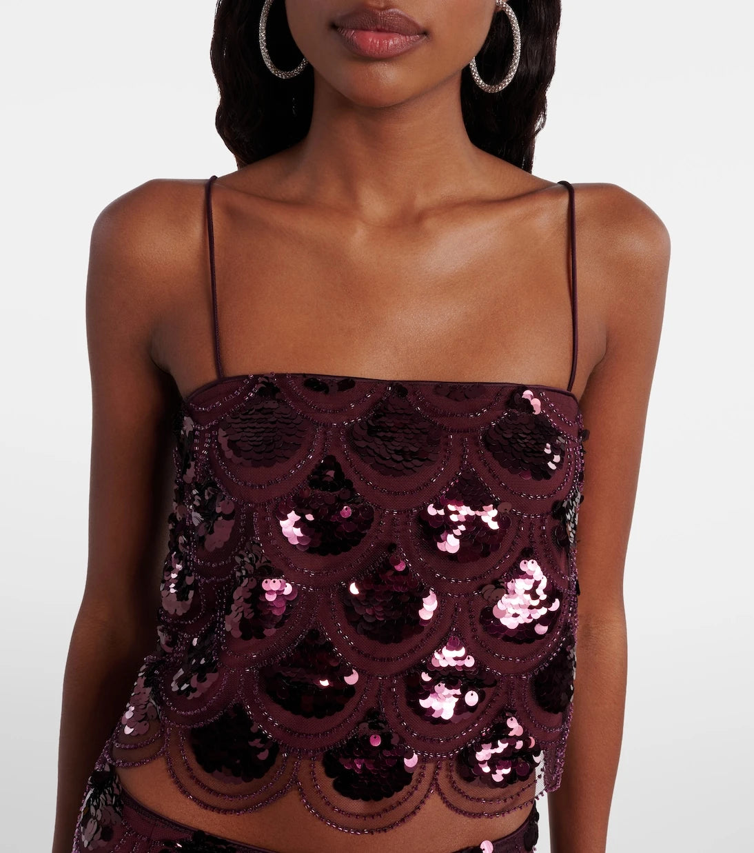 Rotate - Embellished mesh crop top