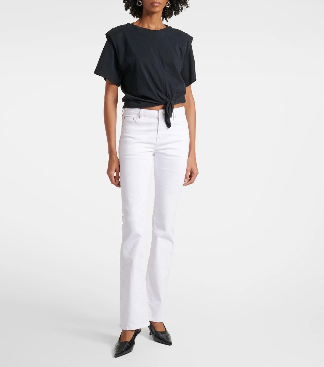 AG Jeans - بنطلون جينز بخصر مرتفع وقصة أرجل واسعة