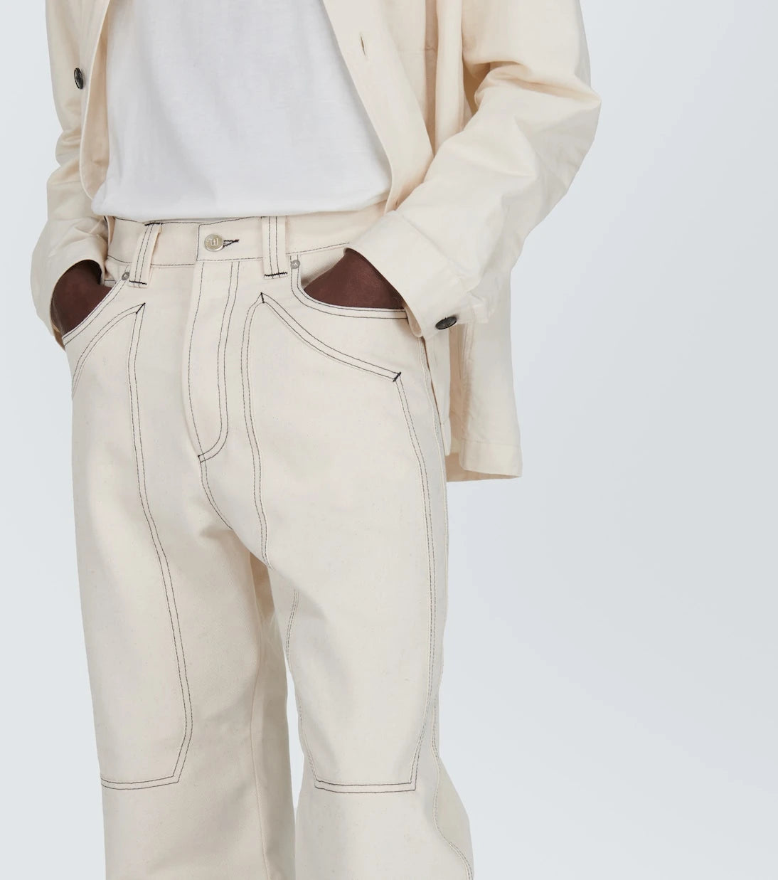Winnie New York - Paneled straight cotton pants