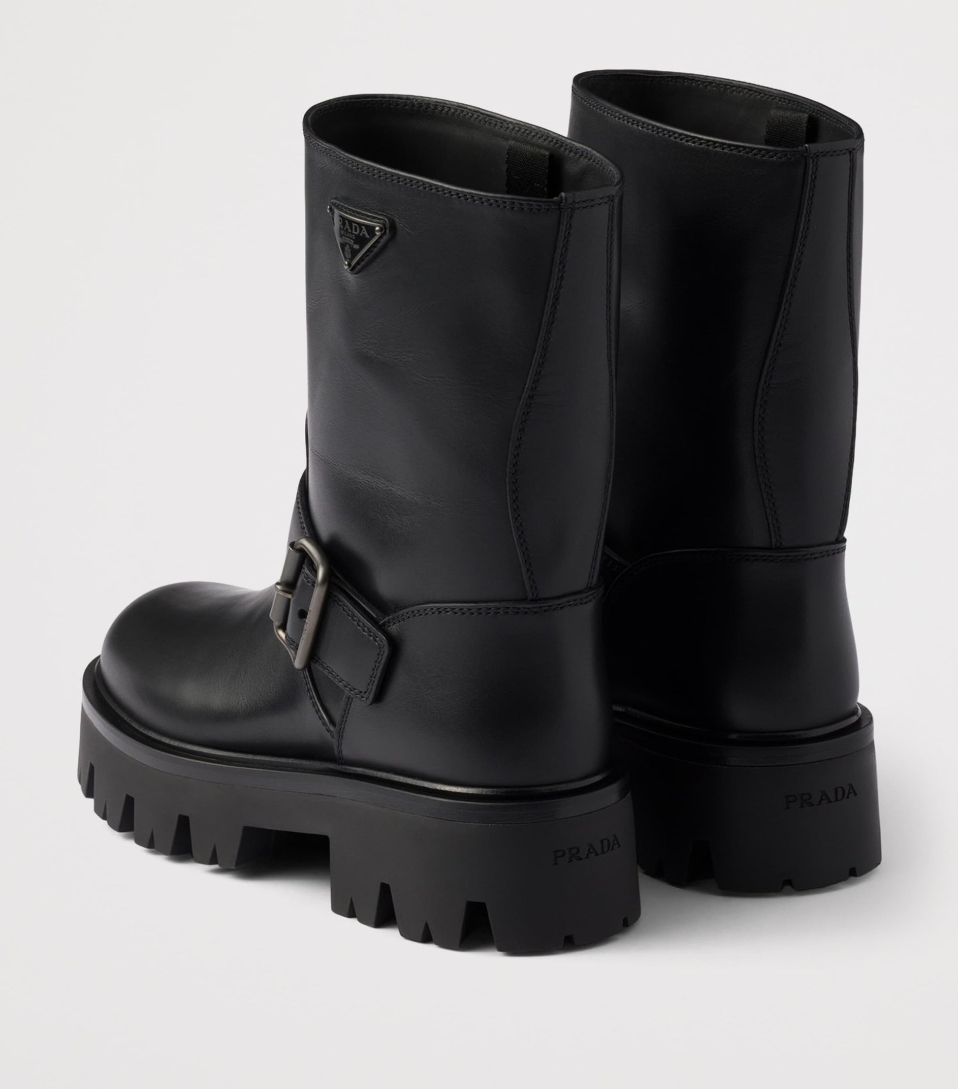 Prada Black Leather Biker Boots