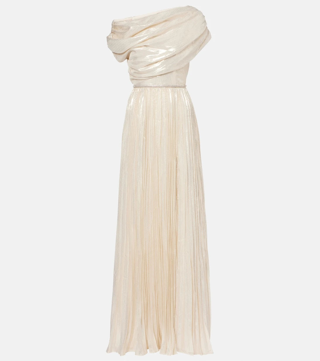 Self-Portrait - Asymmetric draped silk-blend chiffon maxi dress
