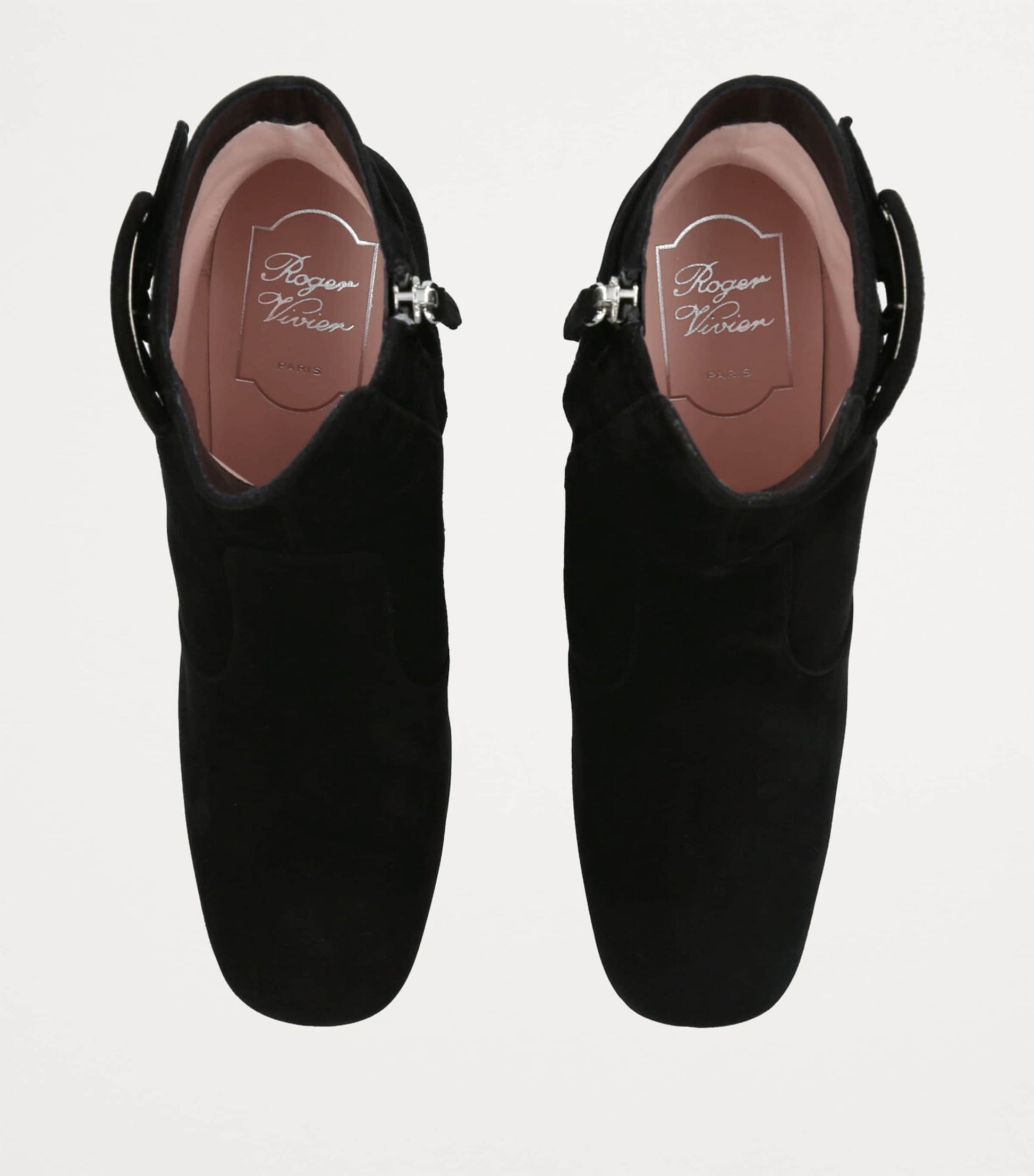 Roger Vivier Black Suede Très Vivier Polly Ankle Boots 45