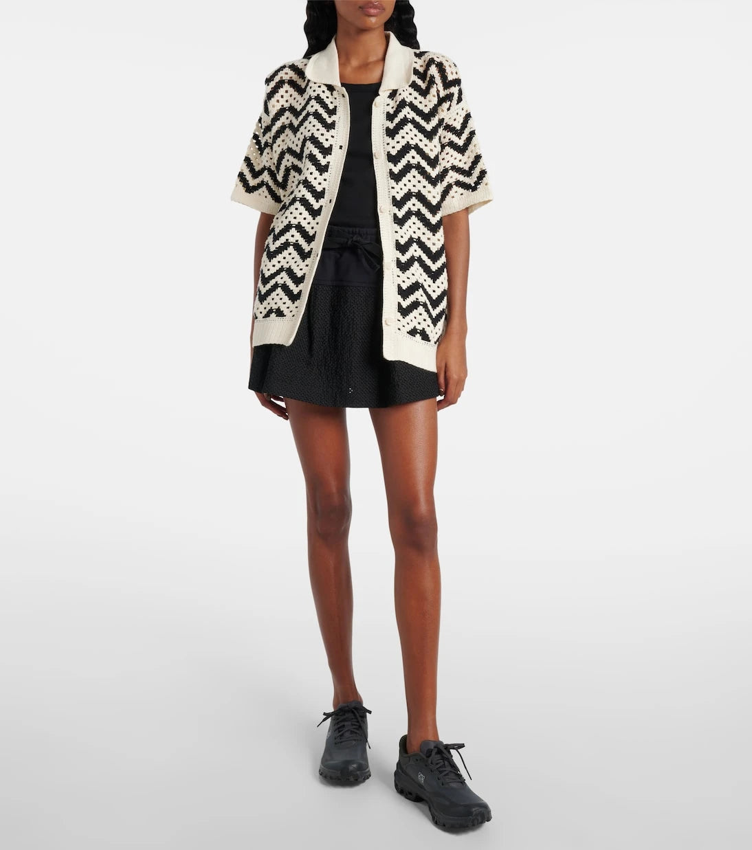 Varley - Anais crochet cotton polo shirt