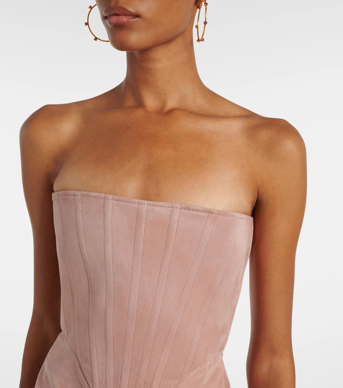 Alex Perry - Draped suede bustier dress