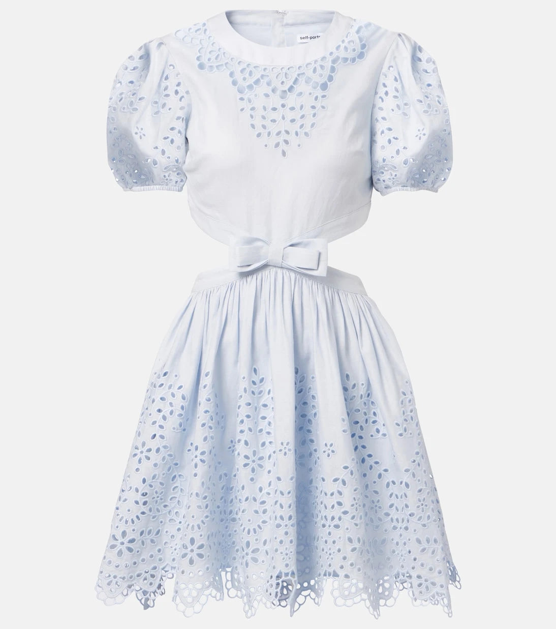 Self-Portrait - Embroidered bow-detail cutout minidress