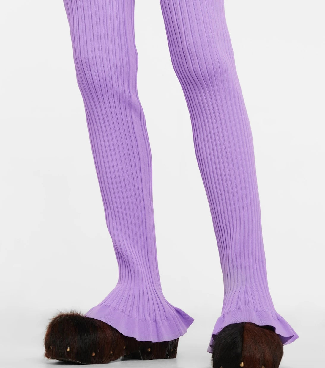 Acne Studios - بنطلون ضيق (ليغينغز) مضلّع من مزيج القطن المحبوك