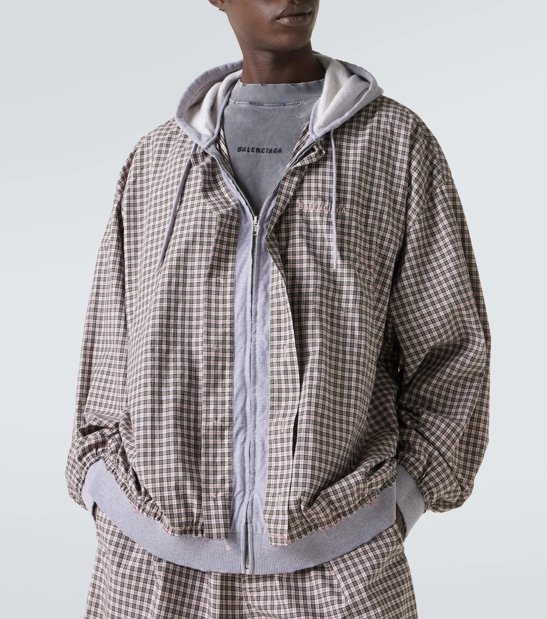 Balenciaga - Checked cotton poplin jacket
