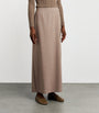 Beige Wool Column Maxi Skirt