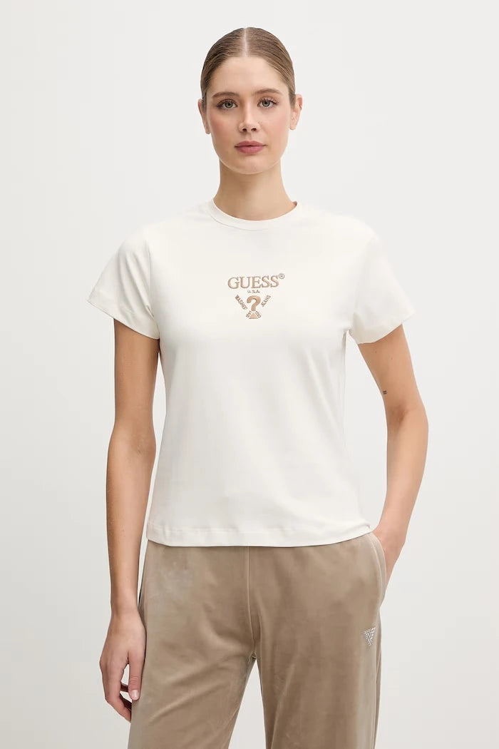 Guess pamuk ve elastan karışımlı kadın tişört COLETTE