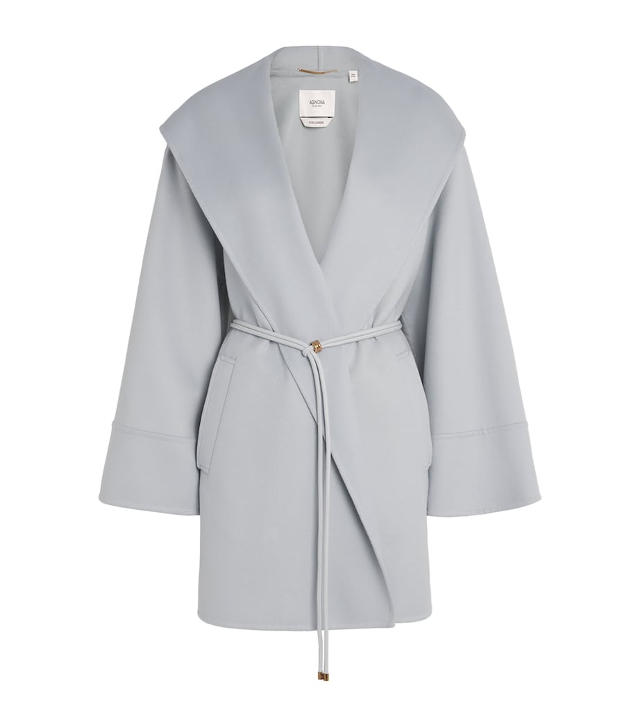 Agnona Blue Cashmere Wrap Coat