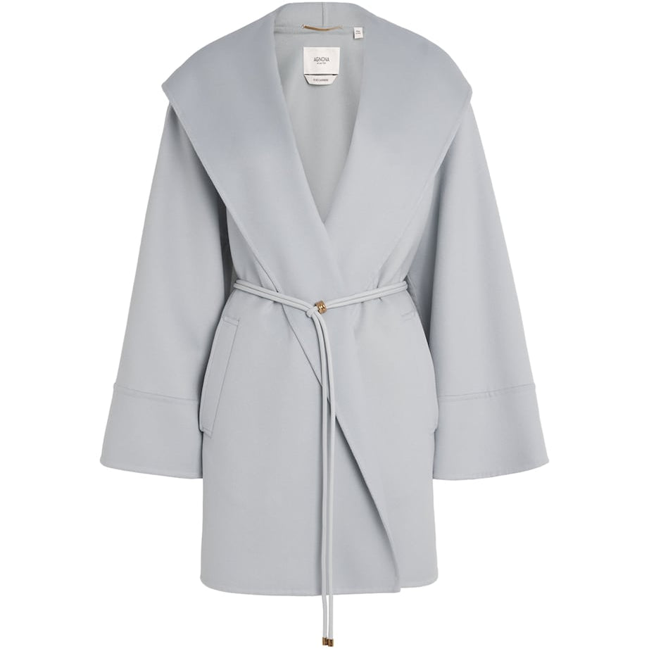 Agnona Blue Cashmere Wrap Coat