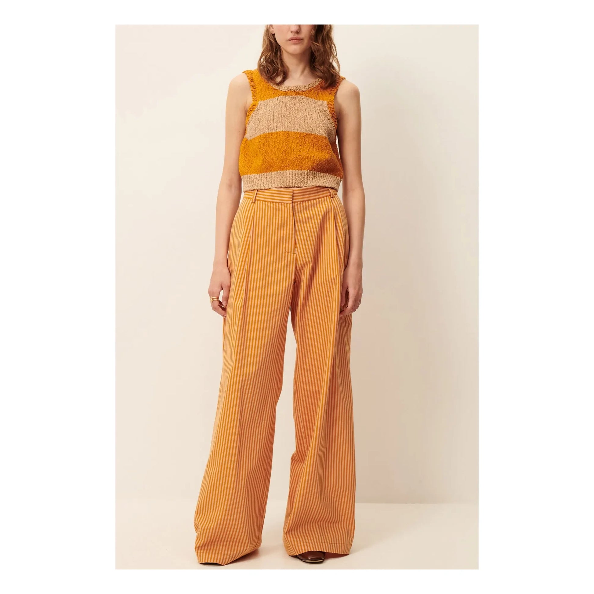 Sessùn - Provencia Cotton Stripe Pants | Orange