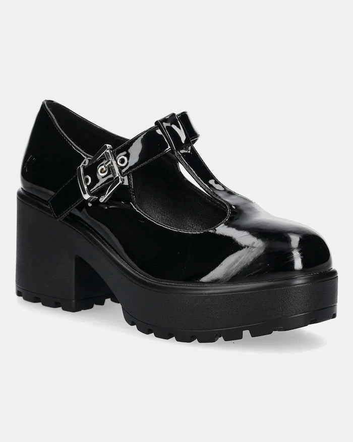 Обувки с дебел ток Koi Footwear SAI BLACK MARY JANES ‘ PATENT EDITION’