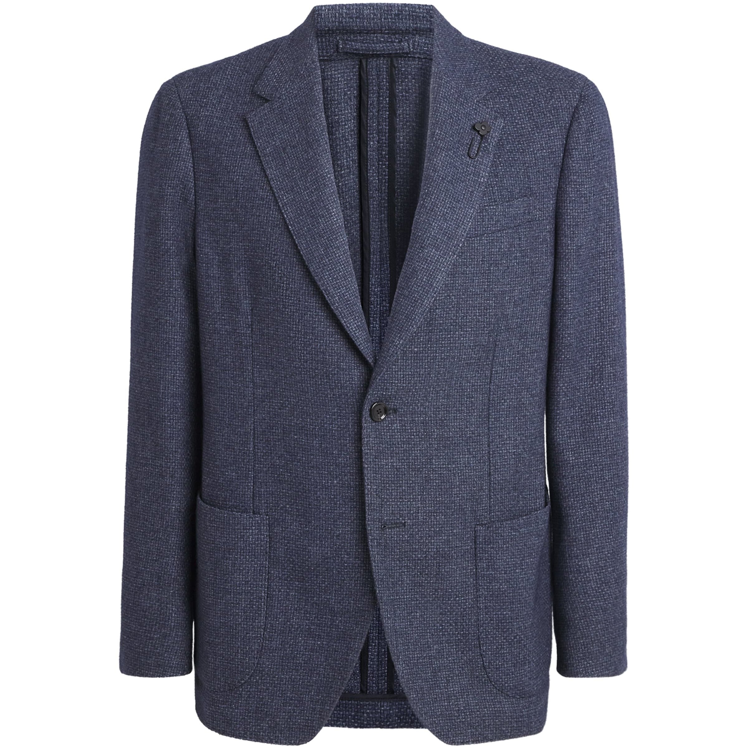 Lardini Navy Woven Single-Breasted Blazer