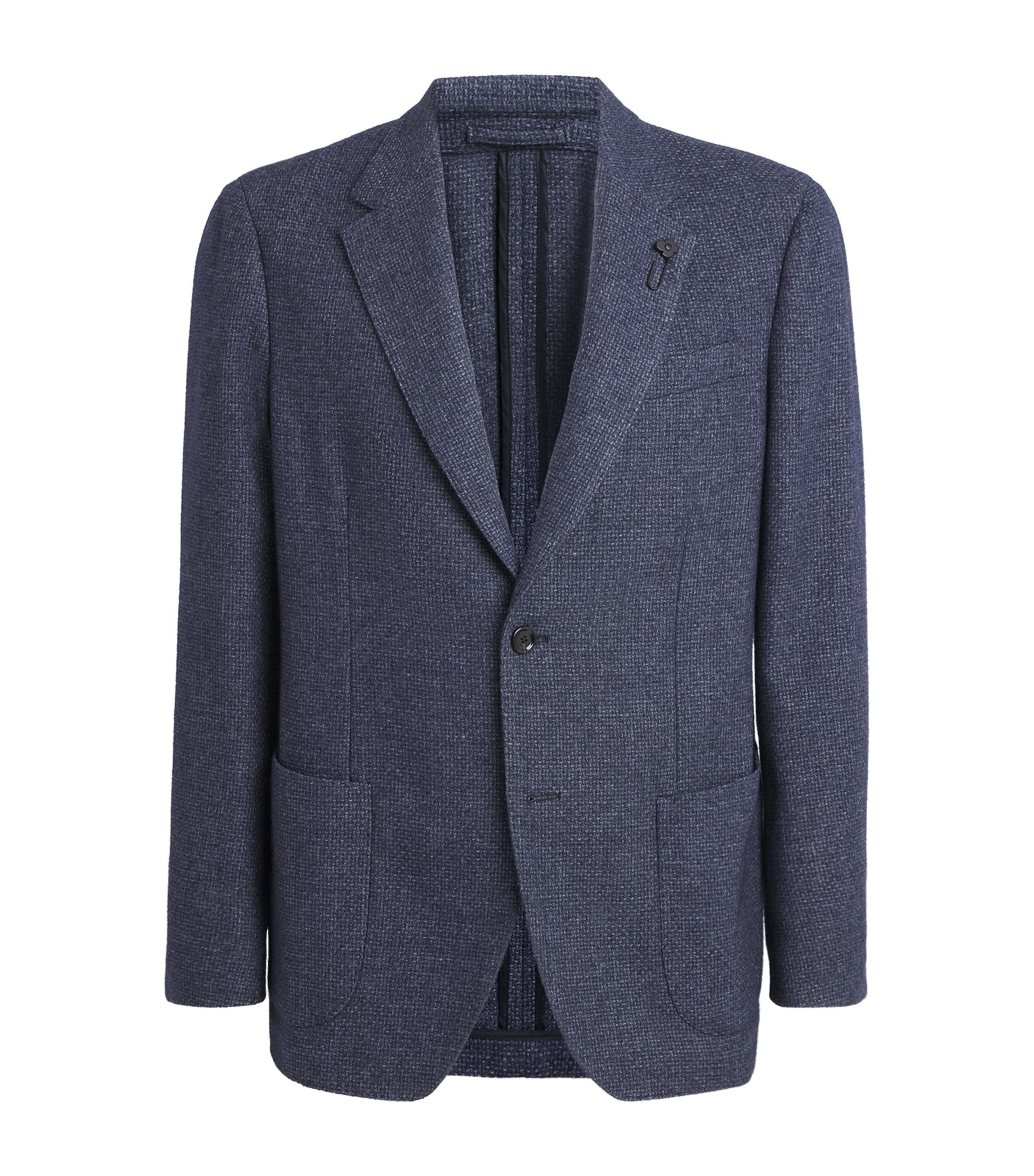 Lardini Navy Woven Single-Breasted Blazer