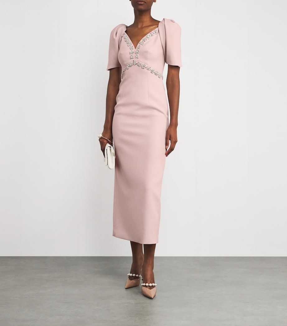 Huishan Zhang Pink Embellished Myrna Maxi Dress