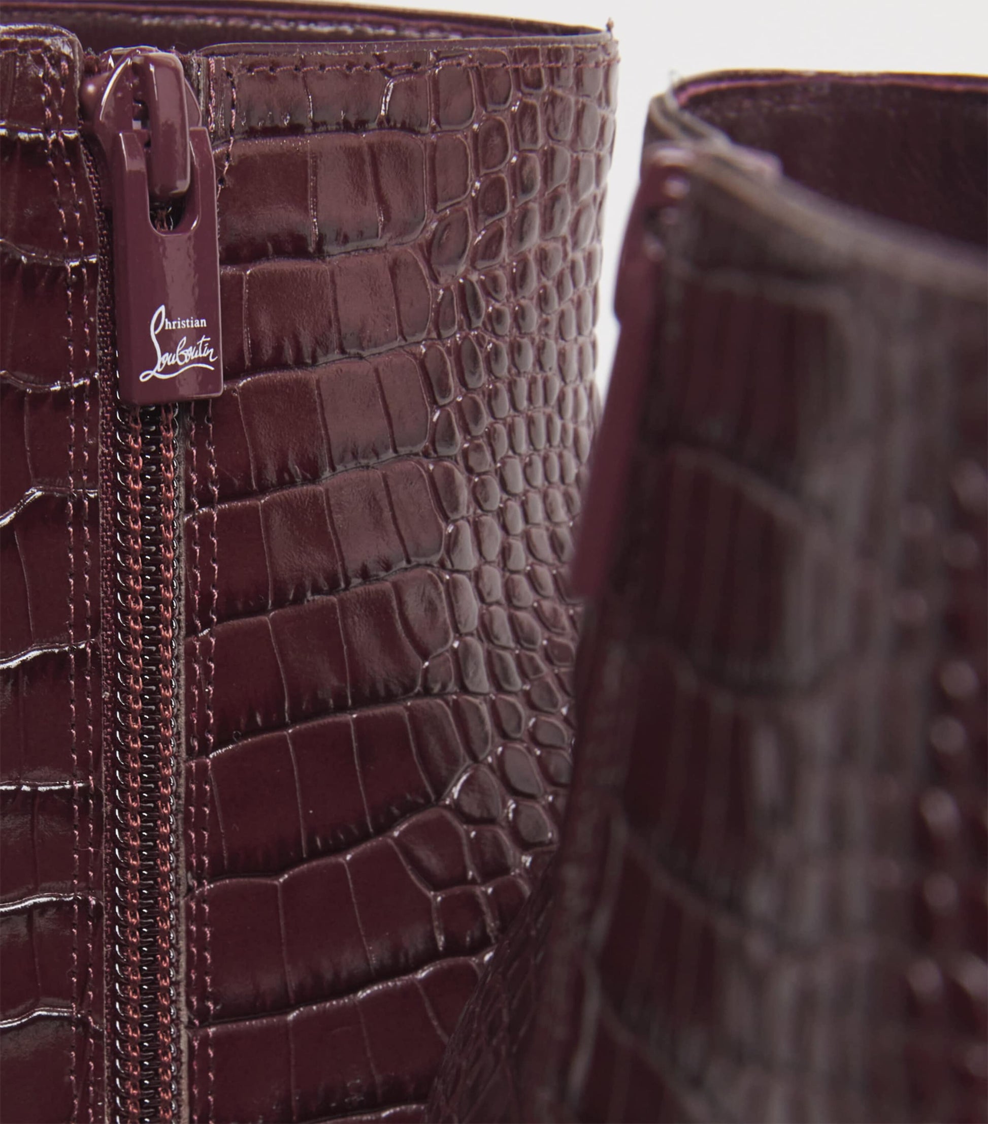 Christian Louboutin Red Miss Z Booty Alligator-Embossed Leather Ankle Boots 100