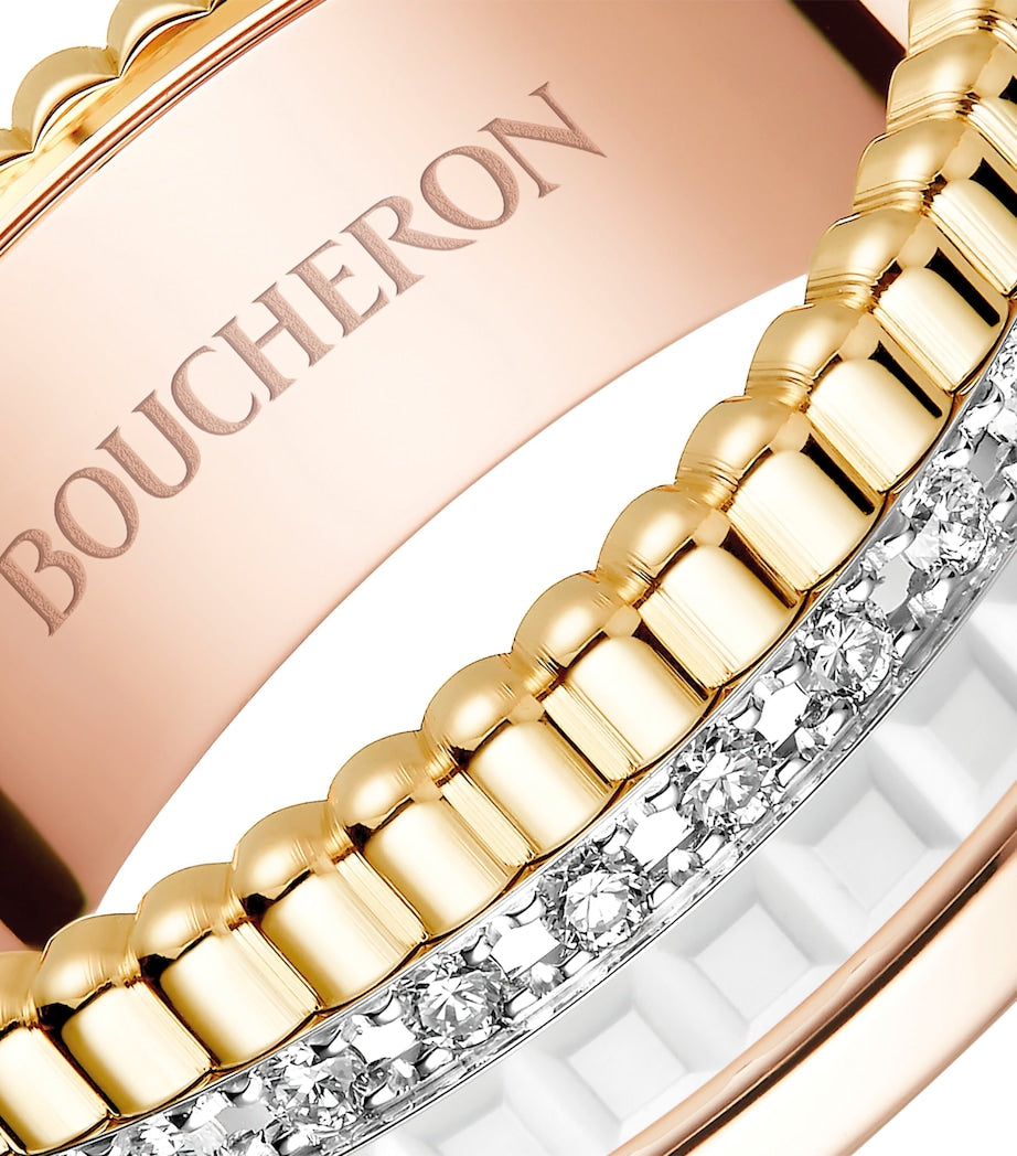 Small Mixed Gold and Diamond Quatre White Edition Ring