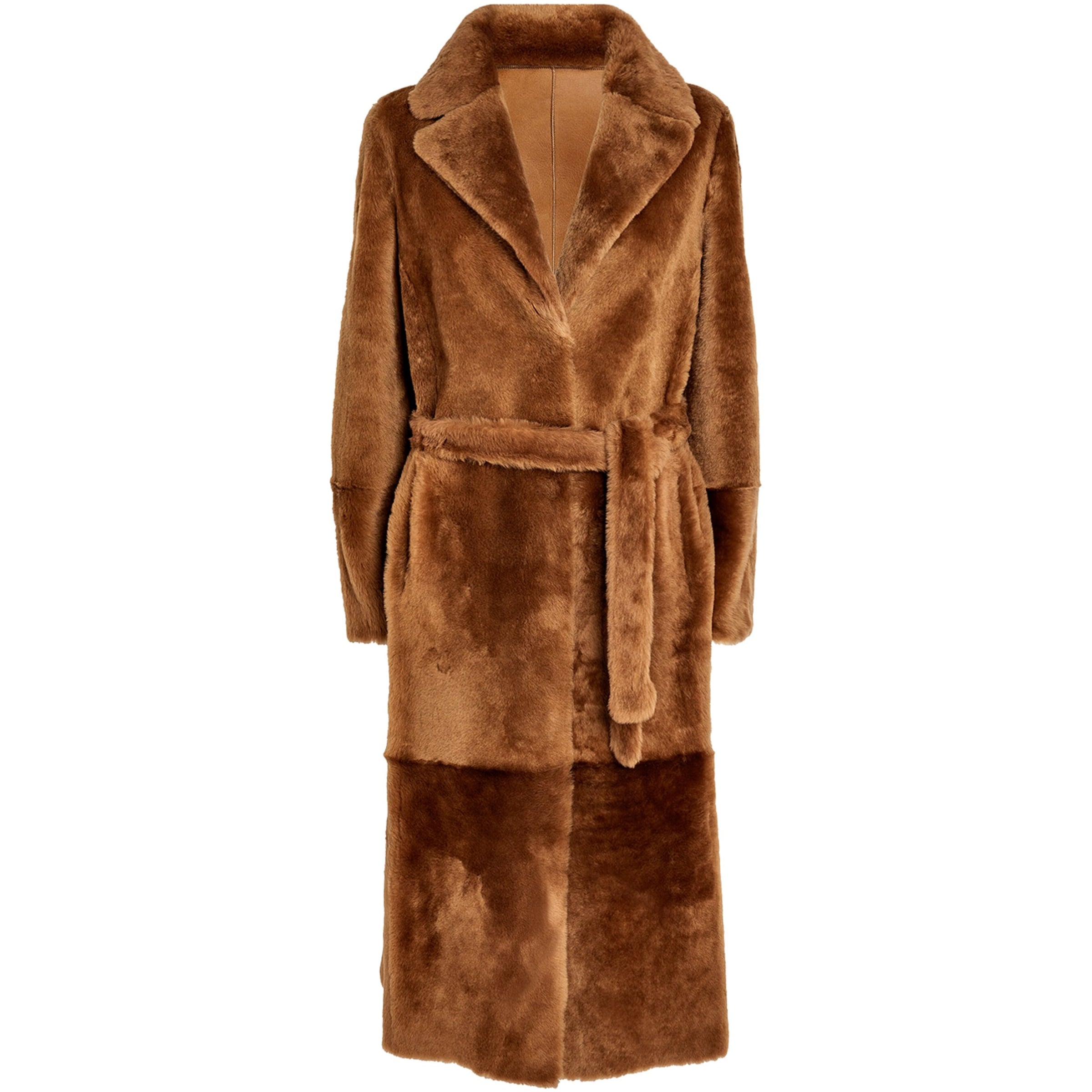 Yves Salomon Beige Lamb Fur Reversible Wrap Coat
