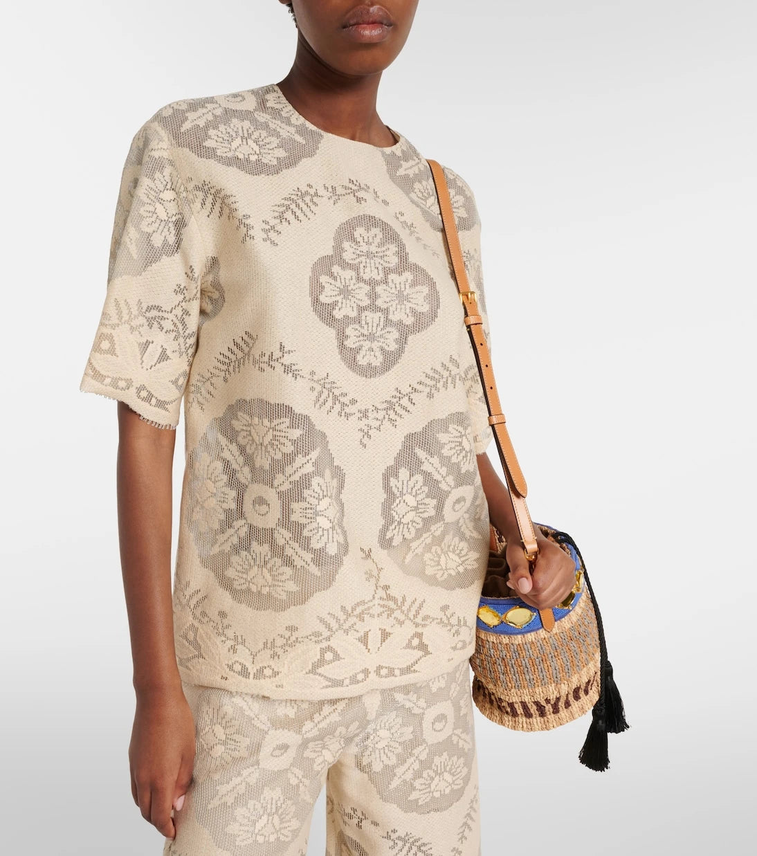 Valentino - Floral knitted cotton-blend top