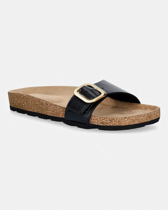 Tommy Hilfiger kadın deri terlik TH CLASSIC CORK SANDAL PEARL LTH