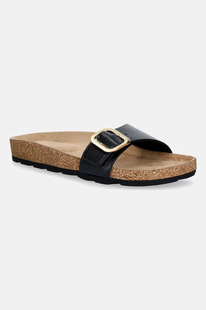 Tommy Hilfiger чехли дамски от кожа TH CLASSIC CORK SANDAL PEARL LTH