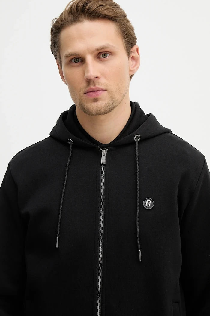 BOSS erkek pamuklu kapüşonlu ve fermuarlı sweatshirt C-Spence 01