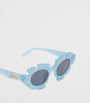Blue Acetate Oval Flower Sunglasses