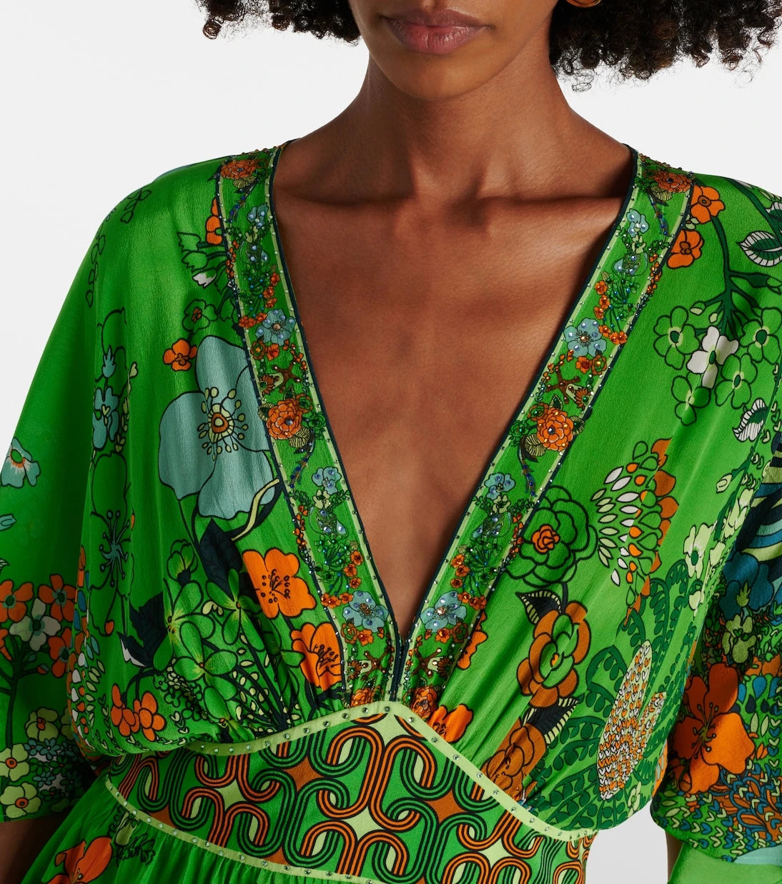Camilla - Embellished floral silk maxi dress